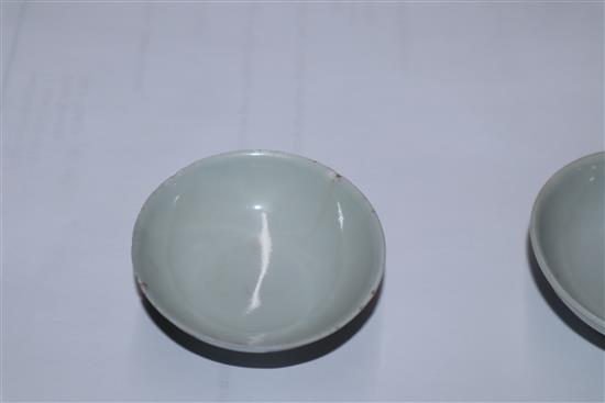 Four Chinese enamelled porcelain tea bowls largest diameter 10cm
